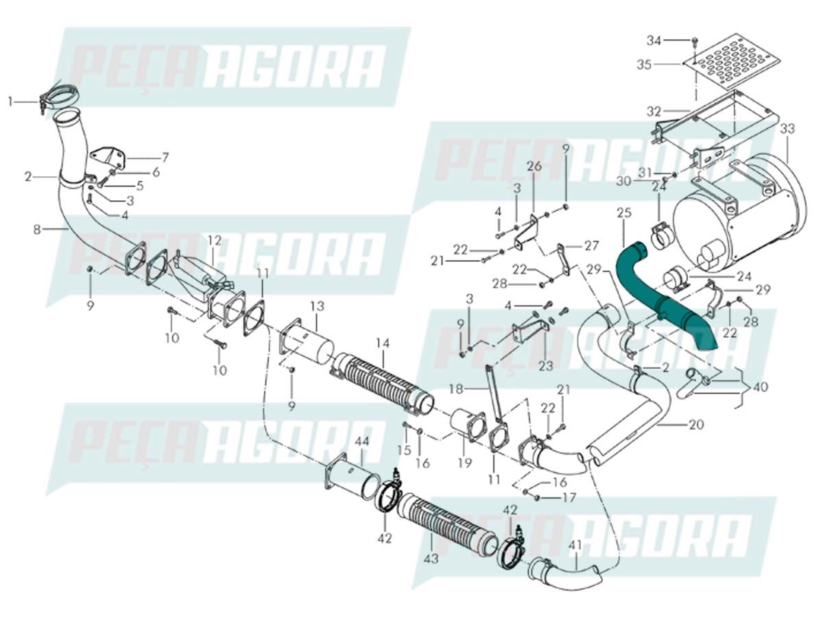PONTEIRA ESCAPAMENTO VW WORKER 26260E 31260E 6X4 VOLKSWAGEN (2U2253681A)
