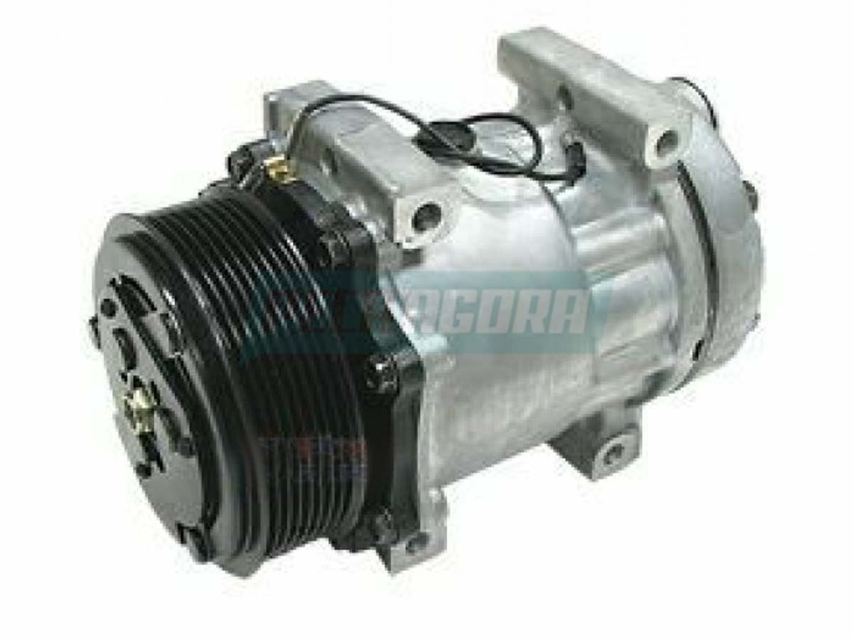 COMPRESSOR 7H15 12V PARAFUSO PASSANTE DESCARGA SUCCAO TRASEIRA ENGATE POLIA 8PK 
