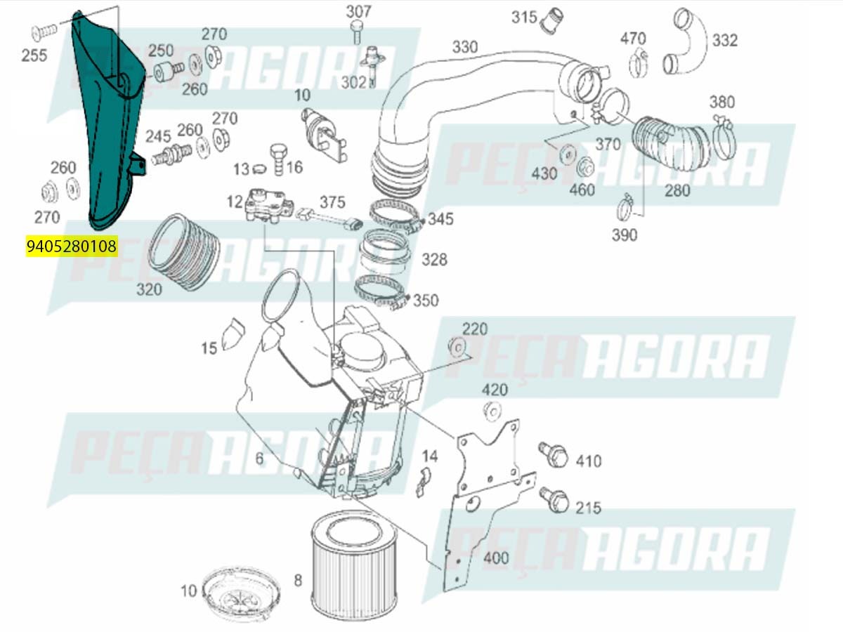 TOMADA FRONTAL COLETOR ADMISSAO MB AXOR   (9405280108)