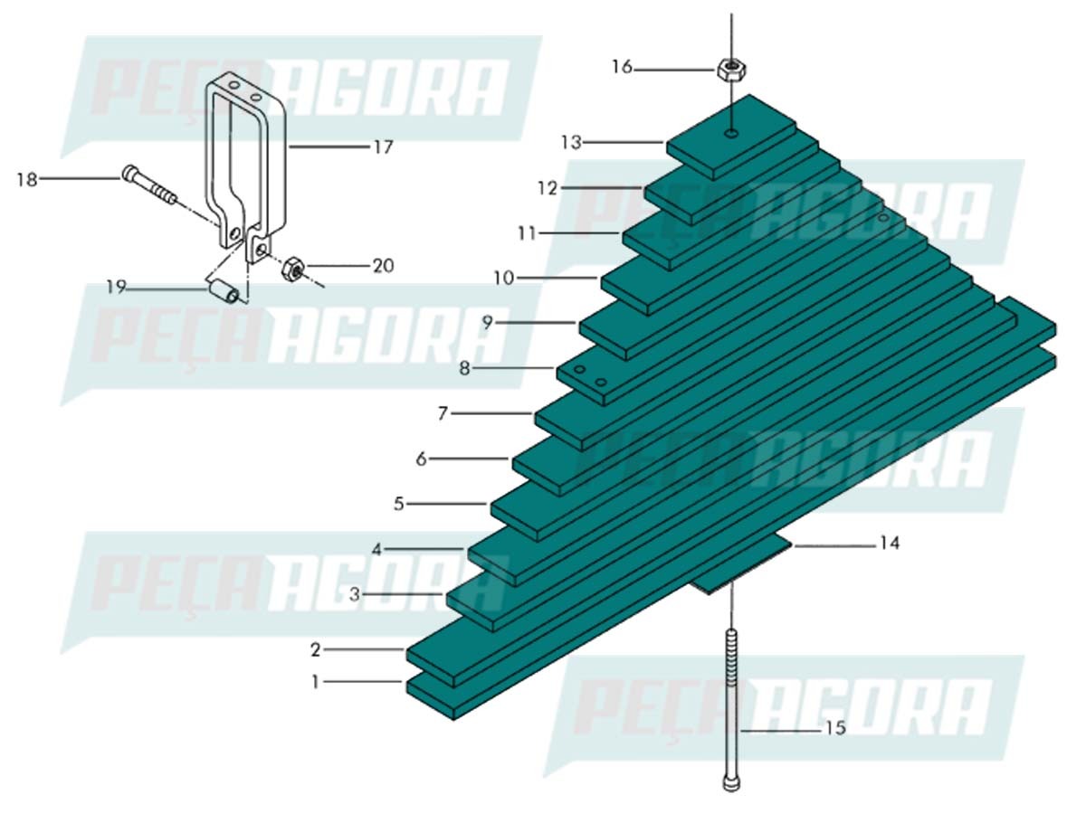 FEIXE DE MOLAS TRASEIRO VW 24250 22220 22250 26220 26260 26280 31280 31320 31330