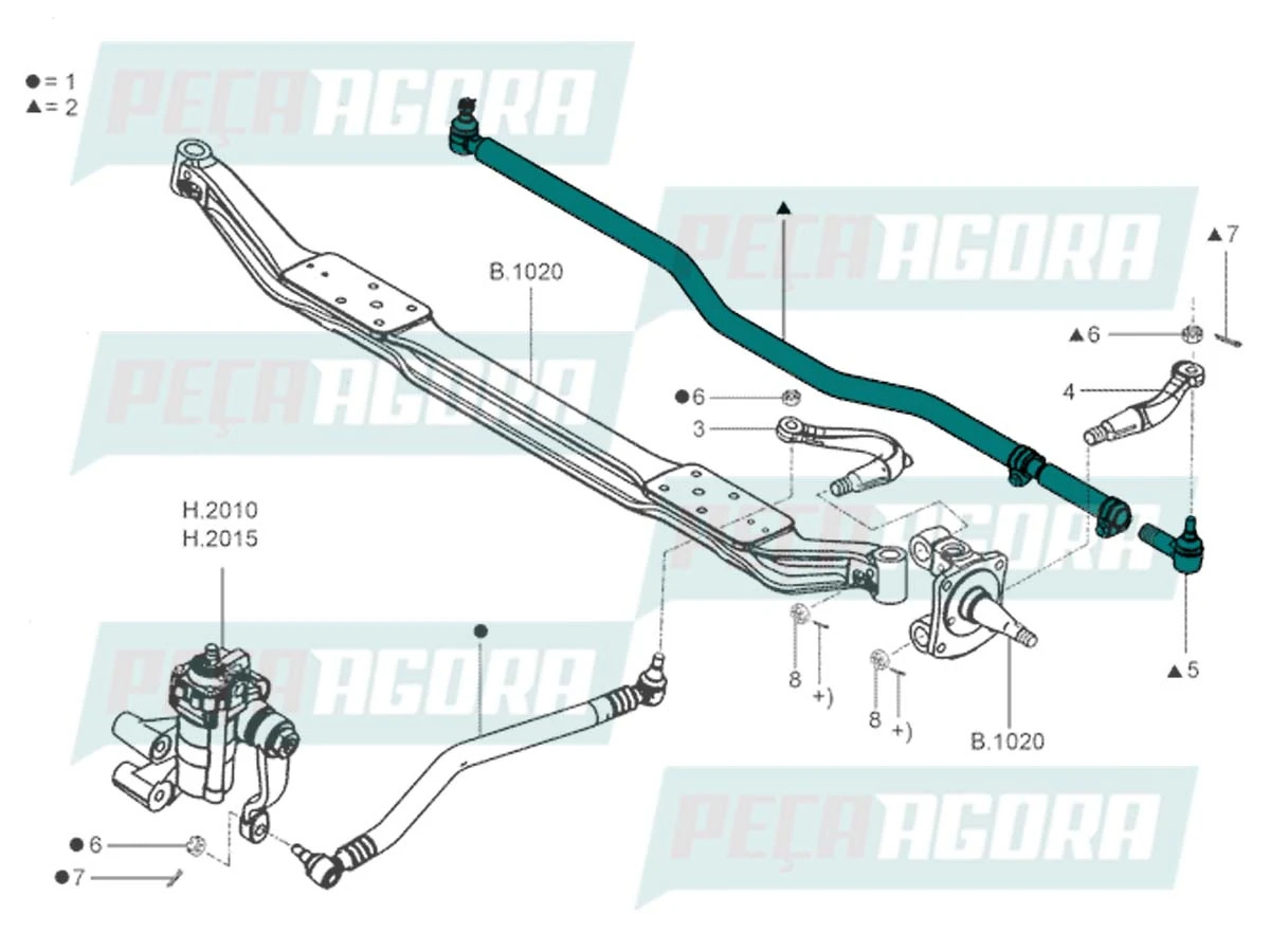 BARRA LIGACAO DIRECAO FORD CARGO LEVE ELETRONICO 2005 EM DIANTE 1119 (EC453280AA