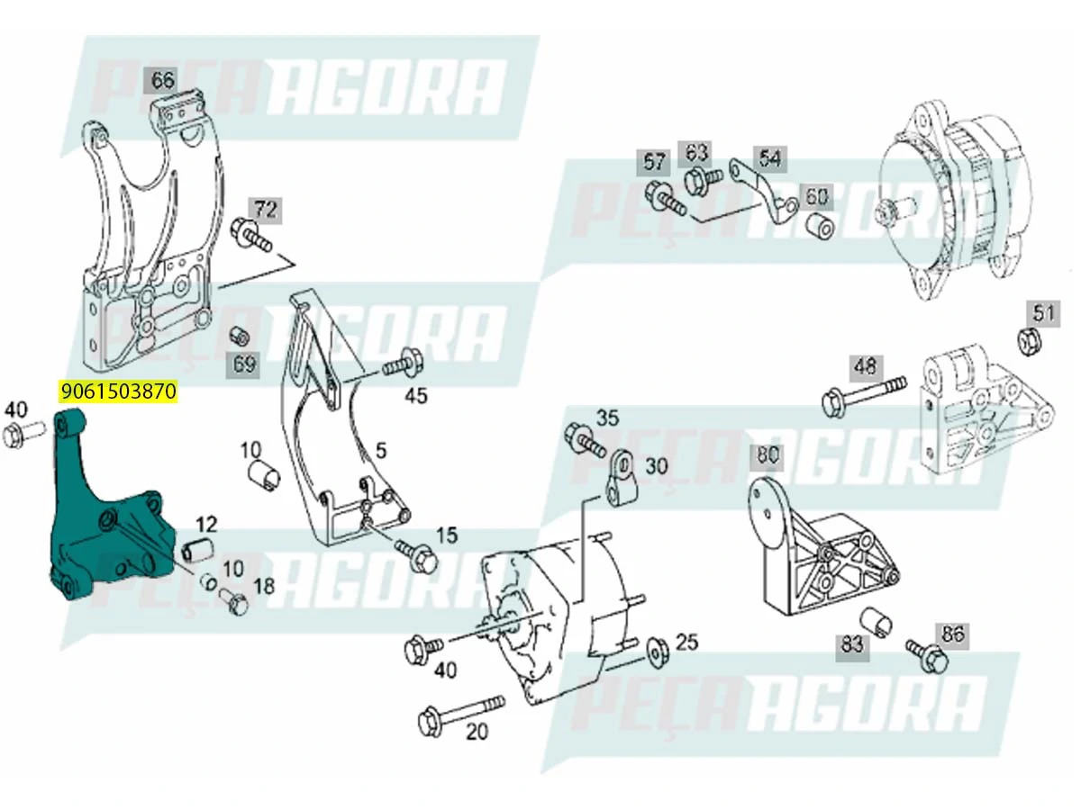 SUPORTE ALTERNADOR ESQUERDO CURTO MB   (9061503870)
