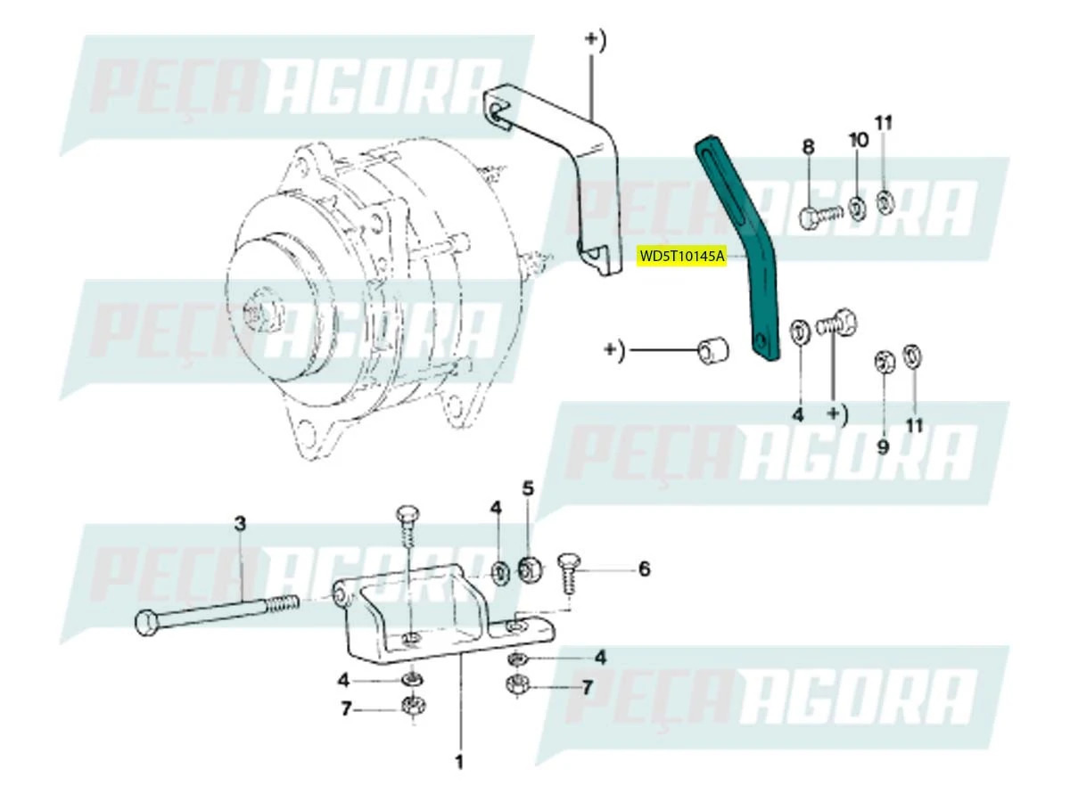 BRACO DE AJUSTE DA CORREIA DO ALTERNADOR FORD F12000 F14000 HD F12000L (WD5T1014