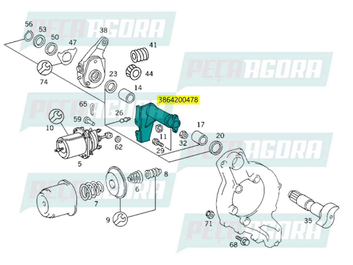 SUPORTE DO MANCAL CUICA MB ATRON 2324 LE EIXO TRUCK LD EIXO TRACAO MERCEDES BENZ