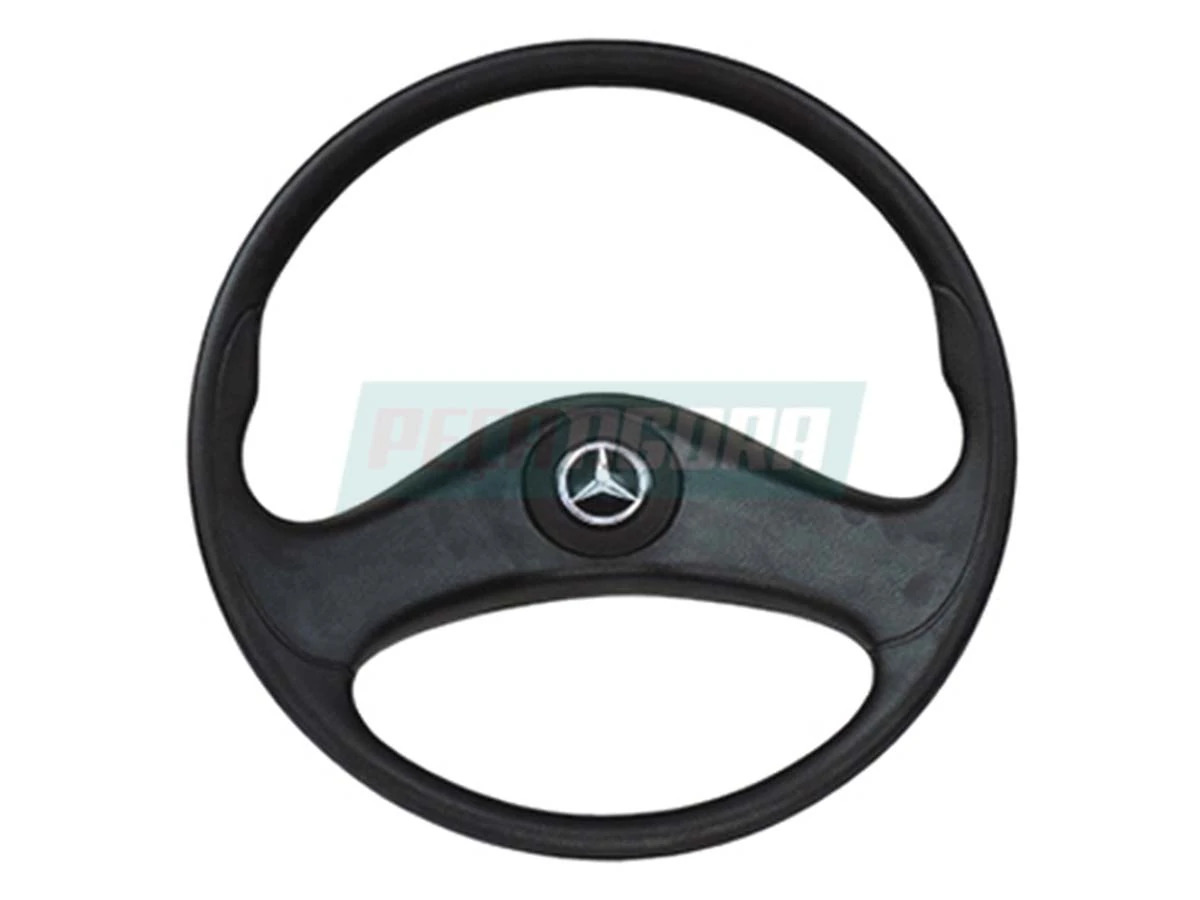 VOLANTE DIRECAO PRETO MB 1618 1620 2325 1218 COM ESTRIA CHAVETA EMBLEMA MERCEDES