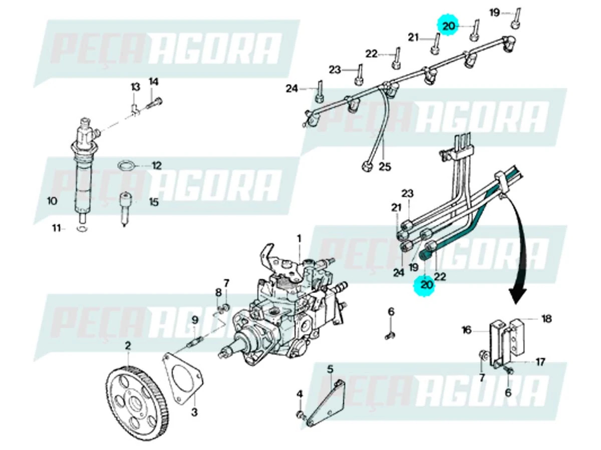 TUBO INJETOR CILINDRO 2 MOTOR CUMMINS 4BT FORD CARGO 814 / F250 F1000 F4000 ((PO
