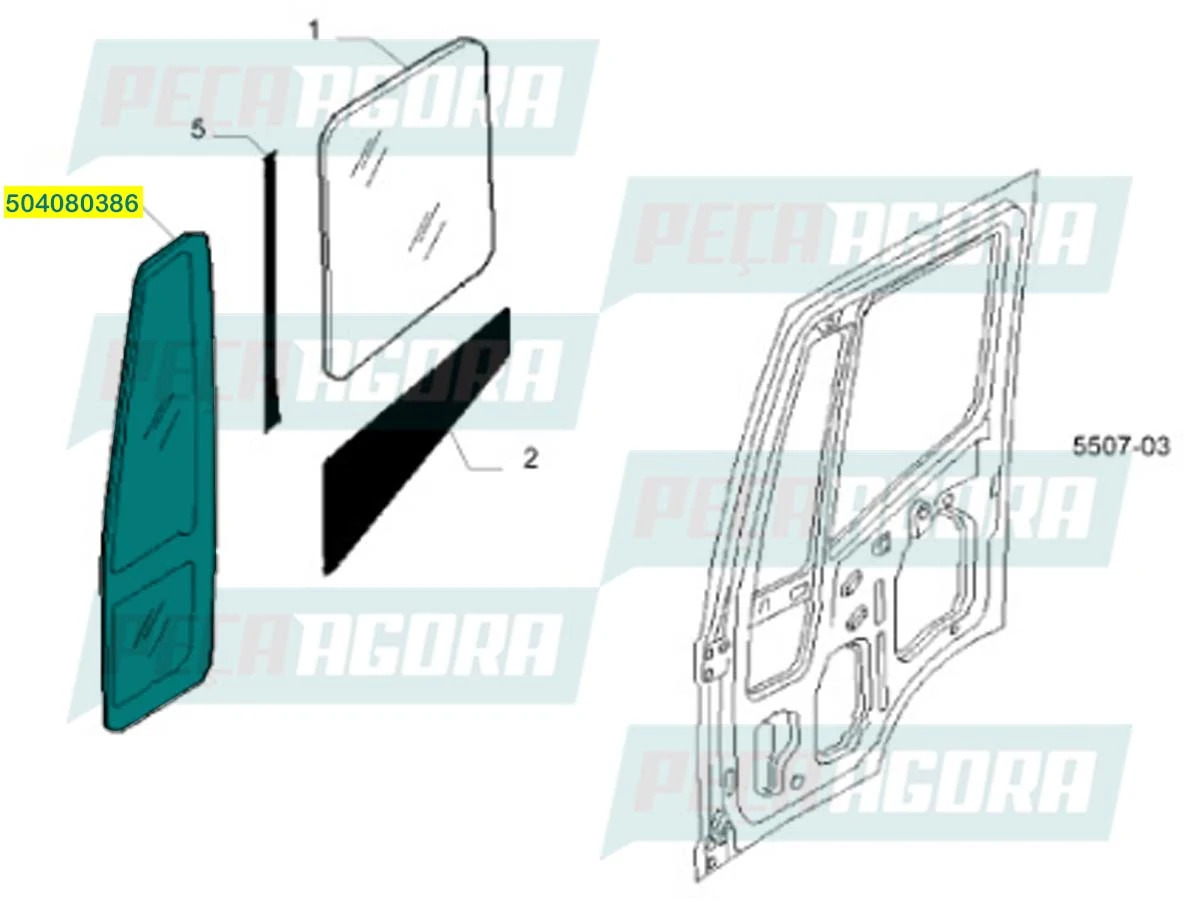 VIDRO FIXO PORTA LD DIREITO PARA IVECO EUROTECH (504080386)