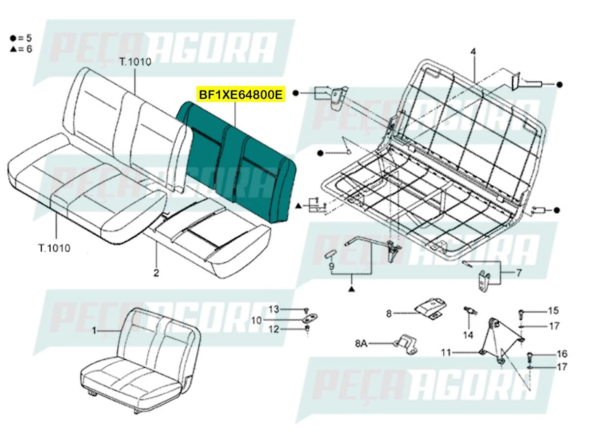 ESPUMA ENCOSTO BANCO DUPLO PASSAGEIRO FORD CARGO 1317 1517 1717 1722 2622 2626 4