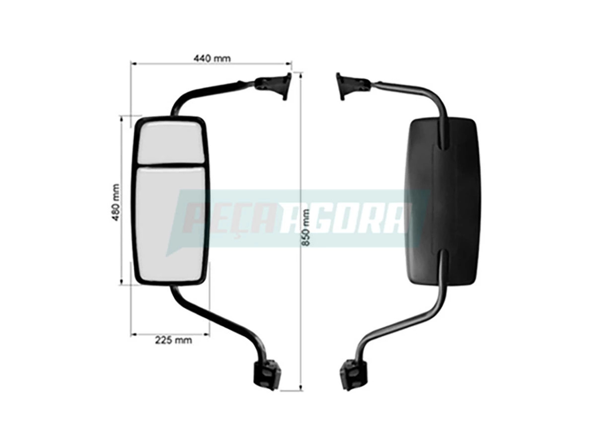 ESPELHO RETROVISOR BIPARTIDO MANUAL COMPLETO LD VOLKWAGEN CAMINHOES CONSTELLATIO