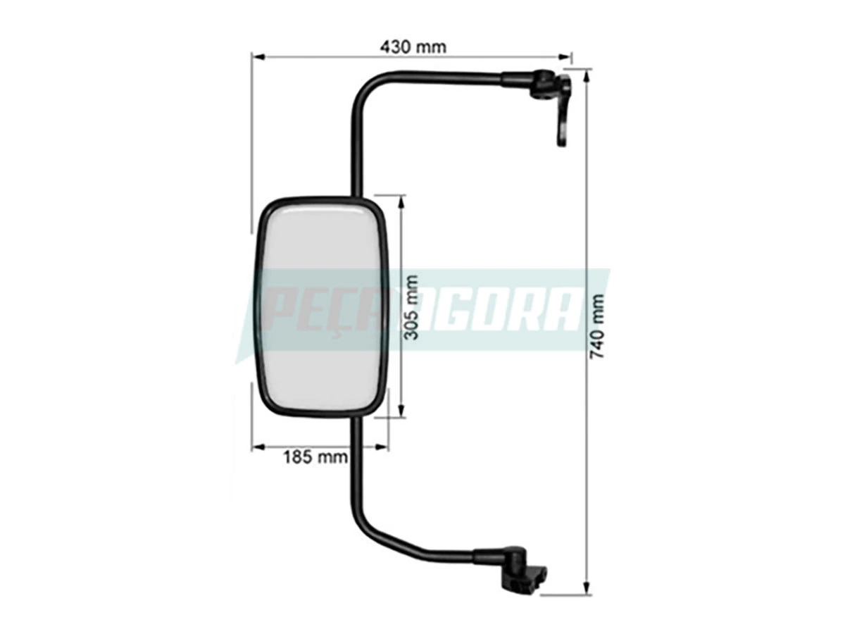 CONJUNTO BRACO-ESPELHO LE COM FIXACAO SUPORTE 3 FUROS FORA DE LINHA MB 712 ANO 2