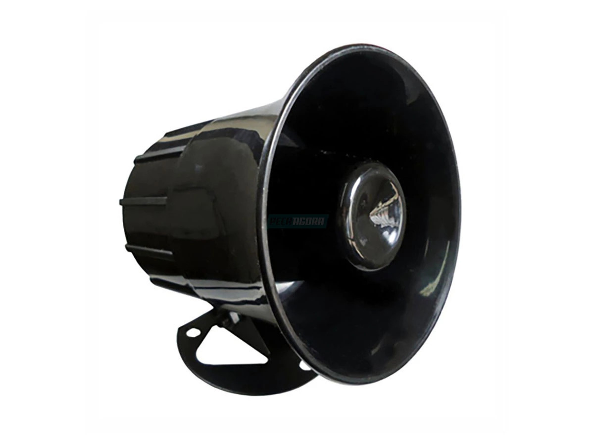 SIRENE BITONAL PIEZO ELETRICA 12V UNIVERSAL FIXACaO BASE METaLICA MOVEL 1,25 AMP