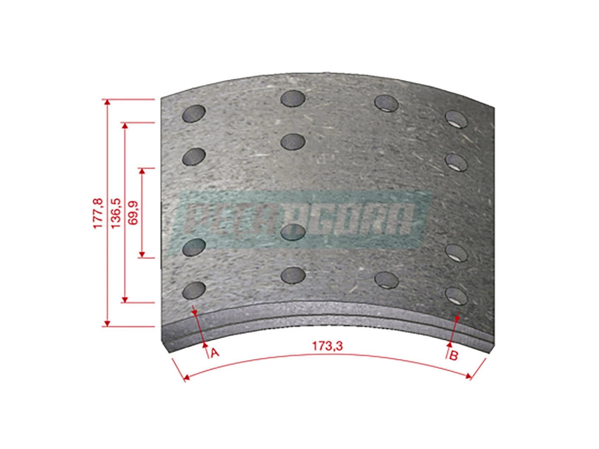 LONA FREIO TRASEIRO STD FORD 1415 1422 1617 1618 1619 1622 2319 2322 2324 2422 3
