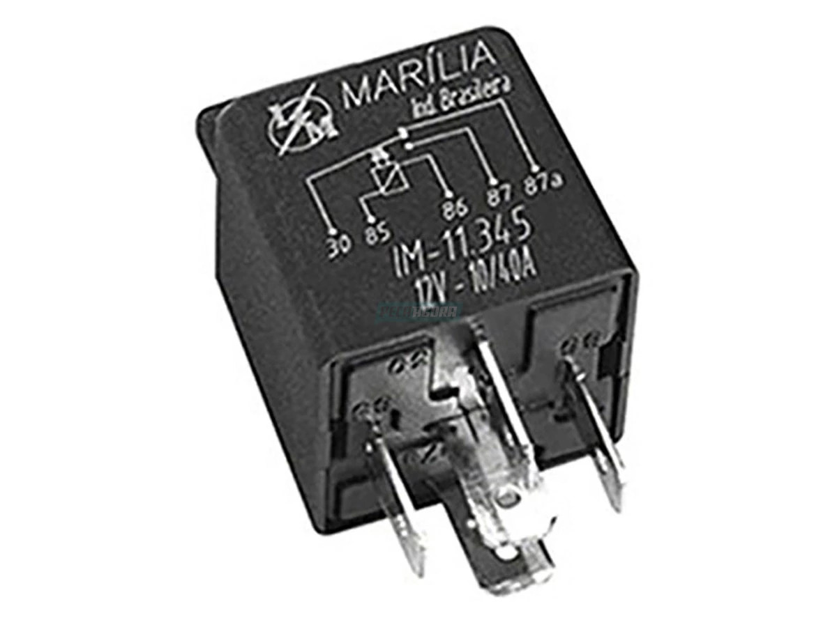 RELE AUXILIAR 12V 40A MB UNIVERSAL TERMINAIS COM SUPORTE ANTENA ELETRICA BUZINA 