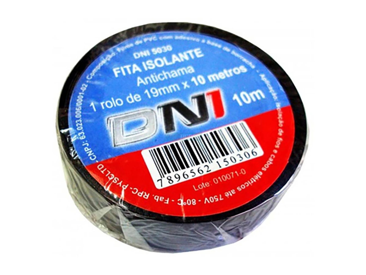 FITA ISOLANTE PRETA 18MMX10M PVC ISOLACAO FIOS CABOS ATE 750V 80 C ANTI CHAMA (D