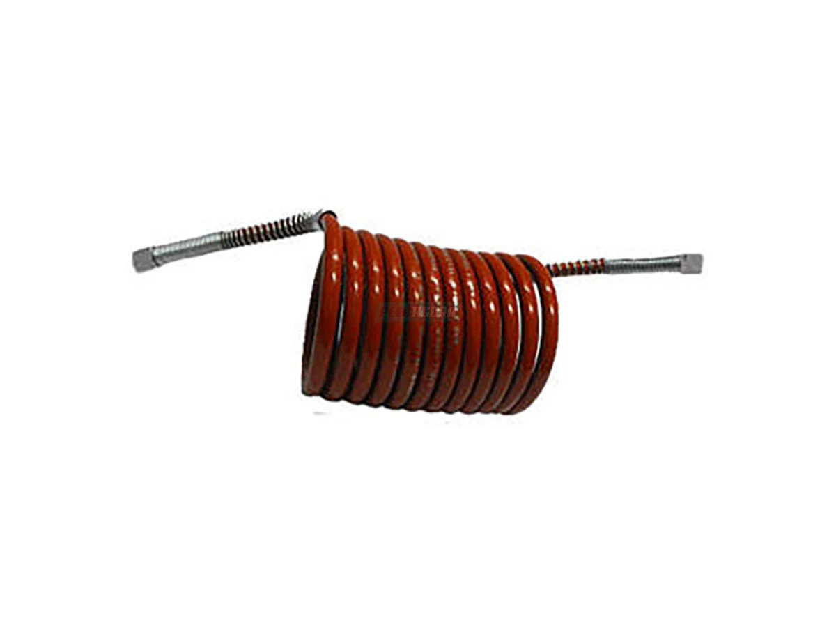 MANGUEIRA ESPIRAL VERMELHA 5,5 METROS MACHO M16XM16 LIGACAO CAVALO CARRETA (PPCR