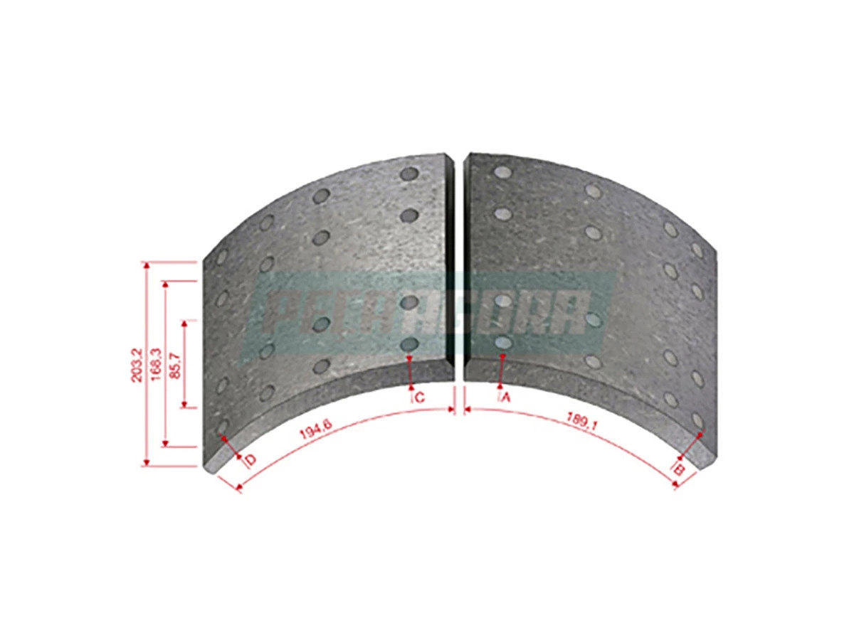LONA FREIO TRASEIRO STD CARRETA SEMIRREBOQUE FACCHINI GUERRA IDERO 2000 DIANTE R