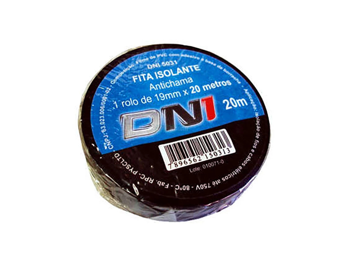 FITA ISOLANTE PRETA 19MM X 20 METROS FITA ISOLANTE ANTI-CHAMA DE PVC COR PRETA F