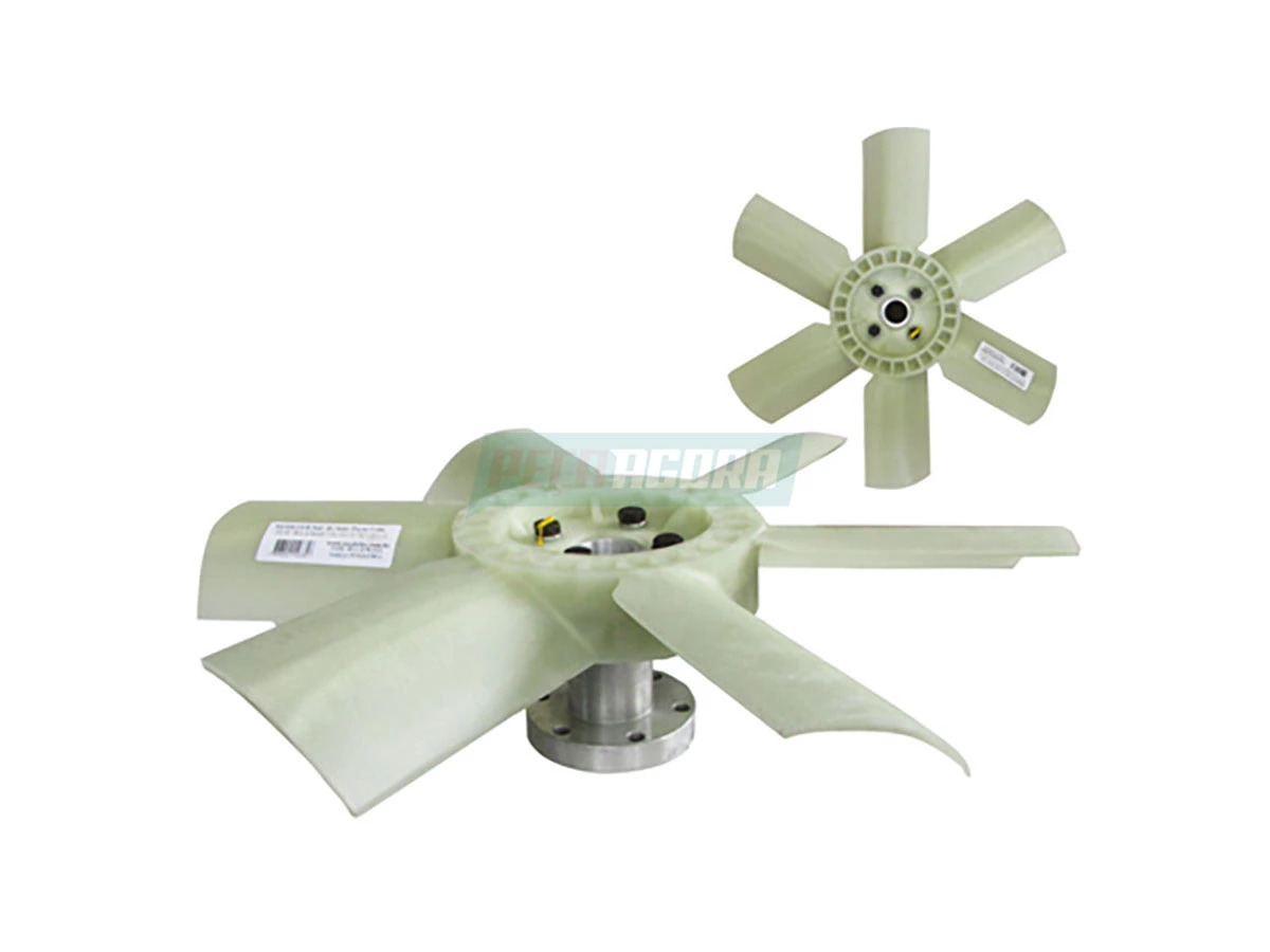 HELICE RADIADOR 6 PAS COMPLETA COM CUBO ALUMINIO VW MOTOR MWM D229 / 690 / 790 M