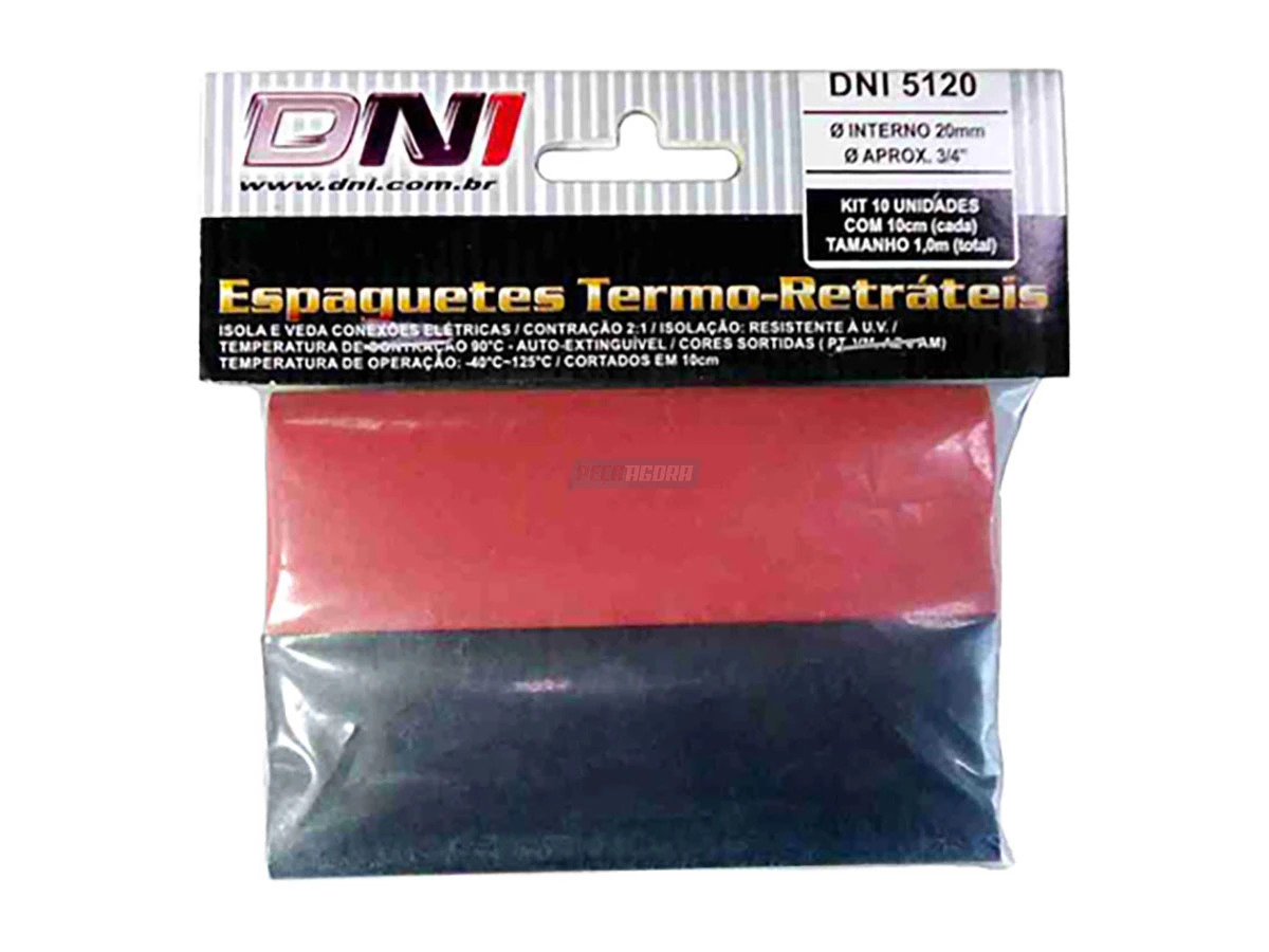 ESPAGUETE TERMORETRATIL 20MM UNIVERSAL KIT COM 10 UNIDADES EM TIRAS DE 10CM / CO