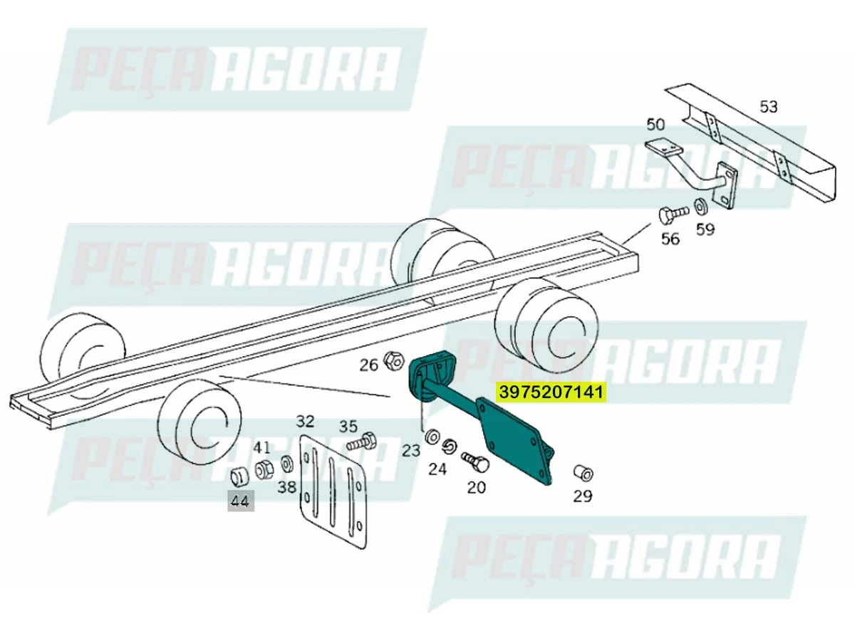 SUPORTE TRASEIRO PARALAMA LD CABINE MB CARA CHATA 1718 1720 1723 (3975207141)
