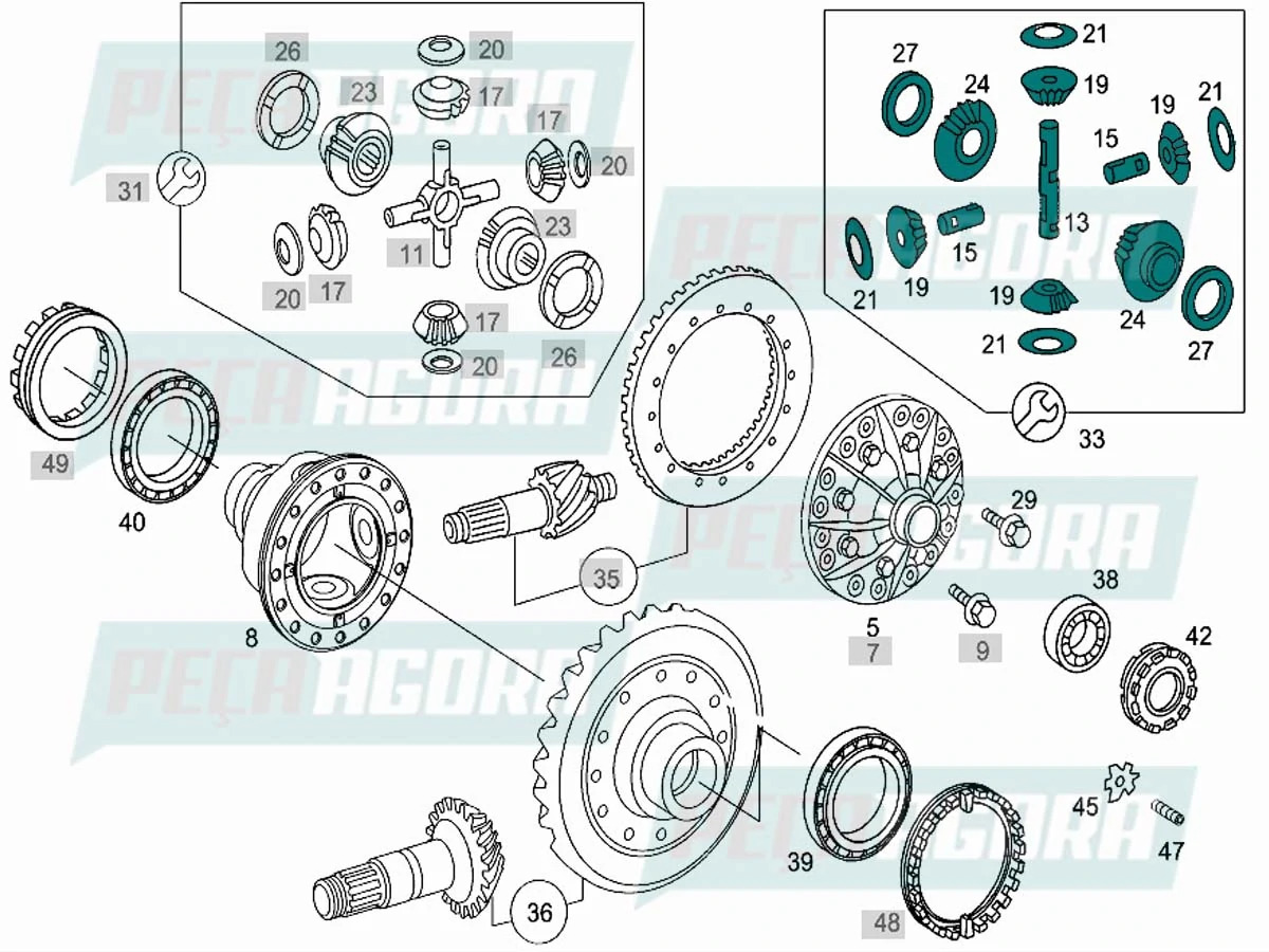 CONJUNTO REPARO CAIXA SATELITE MB ACCELO 815 915 1016  MERCEDES BENZ (9793500040
