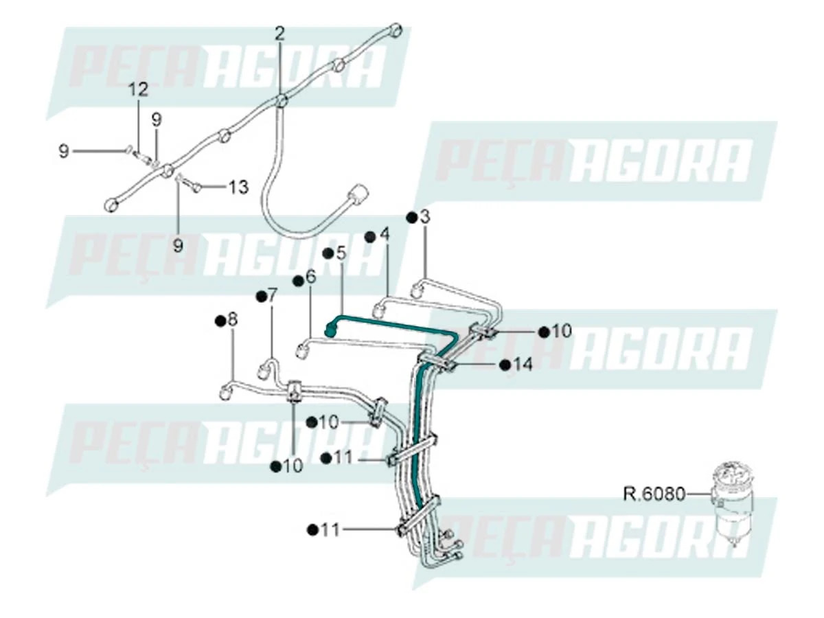 TUBO INJETOR CILINDRO 3 MOTOR MWM SPRINT 6.07THD 4. FORD F250 GM SILVERADO GMC 3