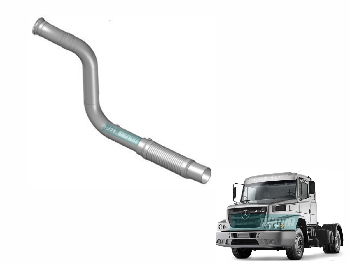 TUBO ESCAPAMENTO DIANTEIRO 3.1/2'' INOX MB ATRON 1218 1318 1319 EURO 5 (69449001