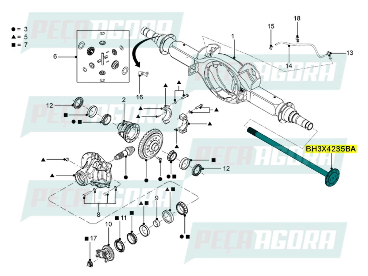 SEMI EIXO LD FORD CARGO 1119 2013 EM DIANTE DIREITO (BH3X4235BA)