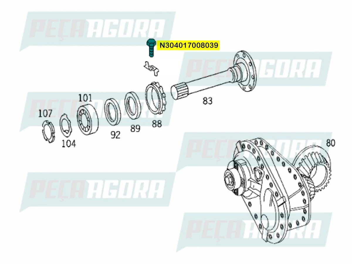 PARAFUSO TRAVA DO PINHAO N304017008039 MB MERCEDES BENZ (N304017008039)