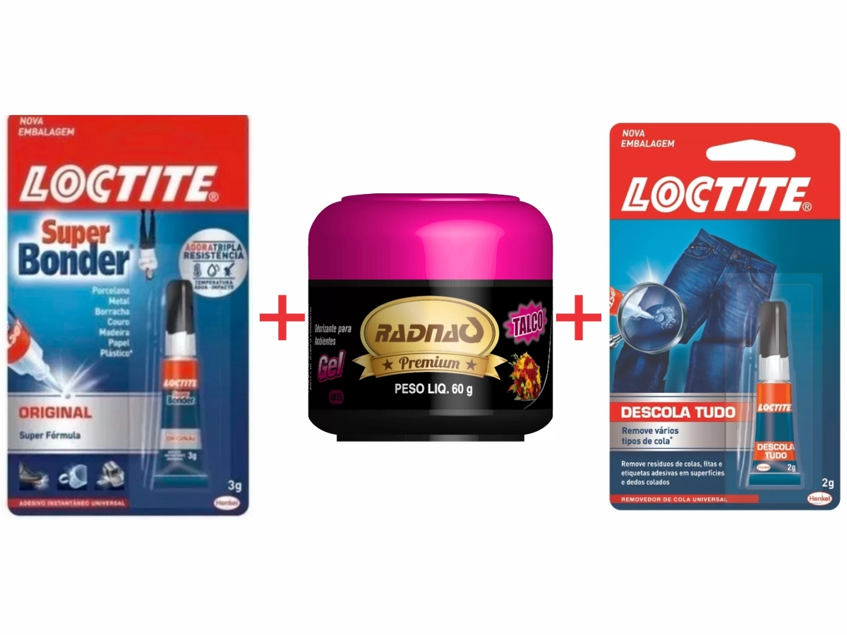 KIT 1 CHEIRINHO AROMATIZANTE + 1 DESCOLA TUDO + 1 SUPER BONDER (K.00081)