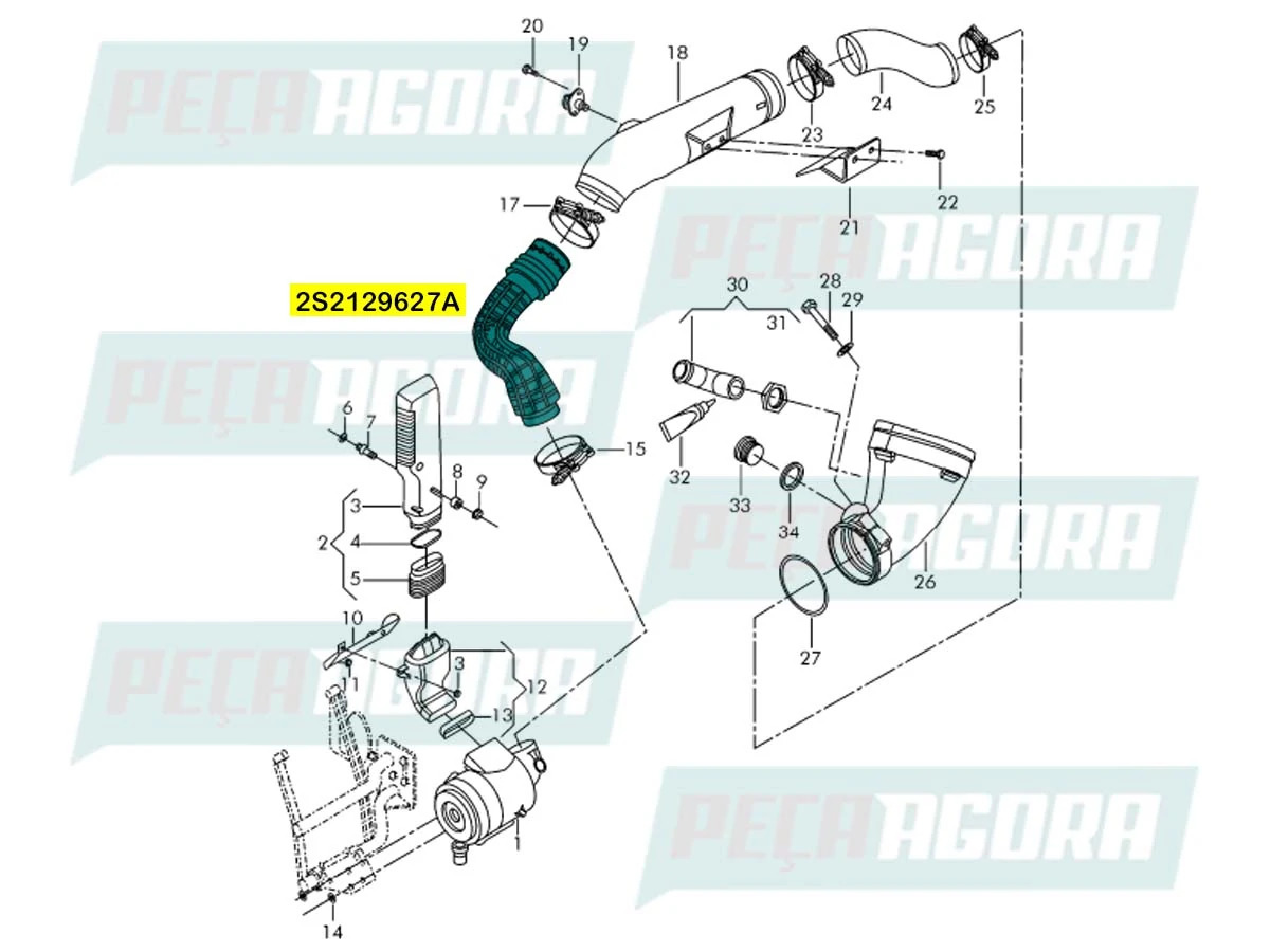 MANGUEIRA FILTRO AR VW CONSTELLATION 13190 15190 17190 17230 23230 EURO V MAN AD