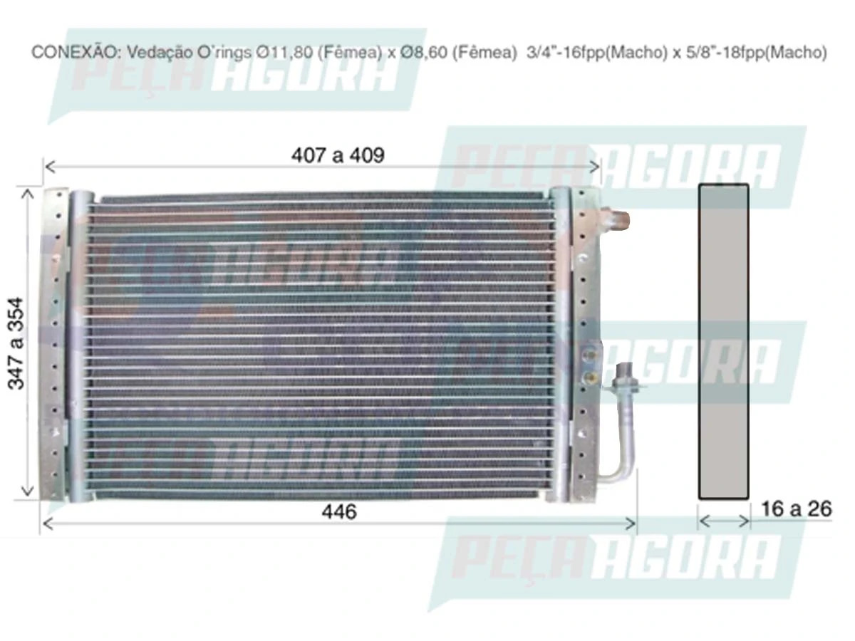 CONDENSADOR UNIVERSAL 14X16 16MM FLUXO PARALELO (RC650010)