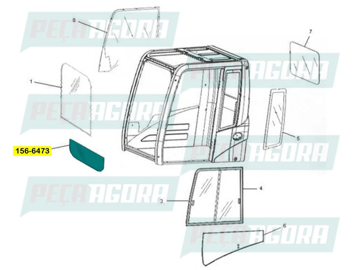 PARABRISA INFERIOR CAT ESCAVADEIRA 320 CATERPILLAR (1566473)