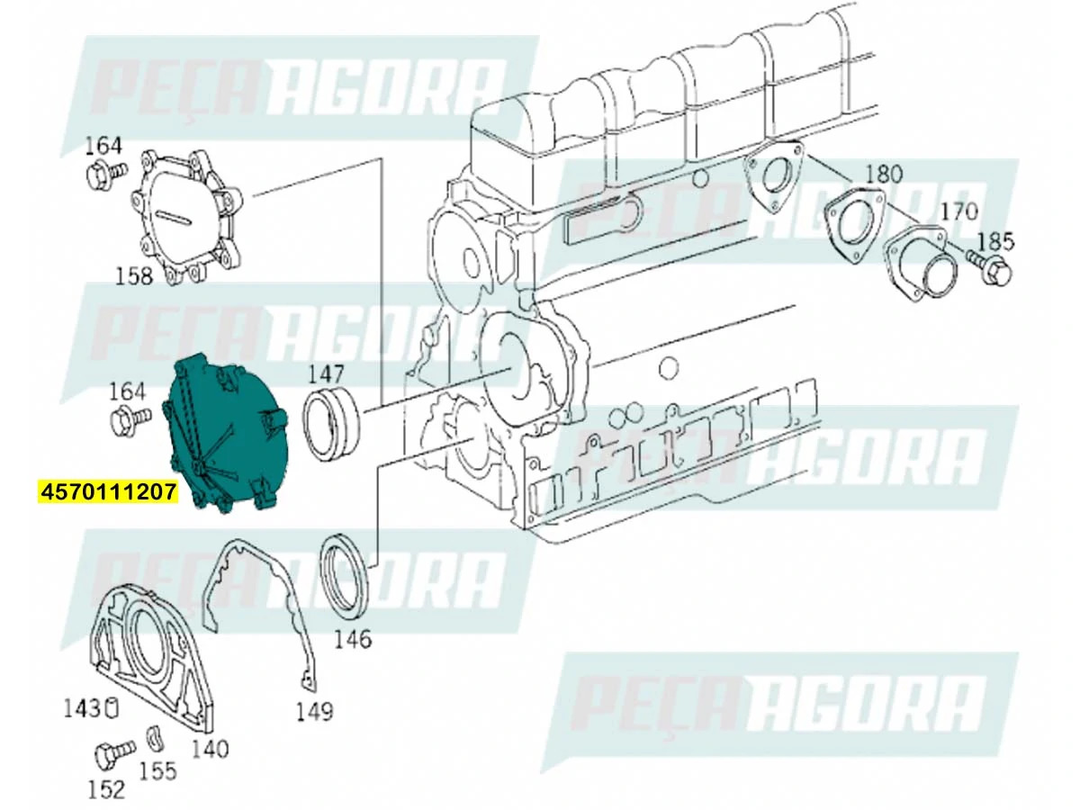 TAMPA EIXO DO COMANDO MOTOR MB OM457 MERCEDES BENZ (4570111207)