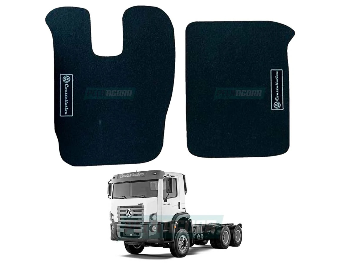TAPETE VW CONSTELLATION 2006 A 2015 BORRACHA TEXTURIZADO 2 PECAS COM NOME COM LO