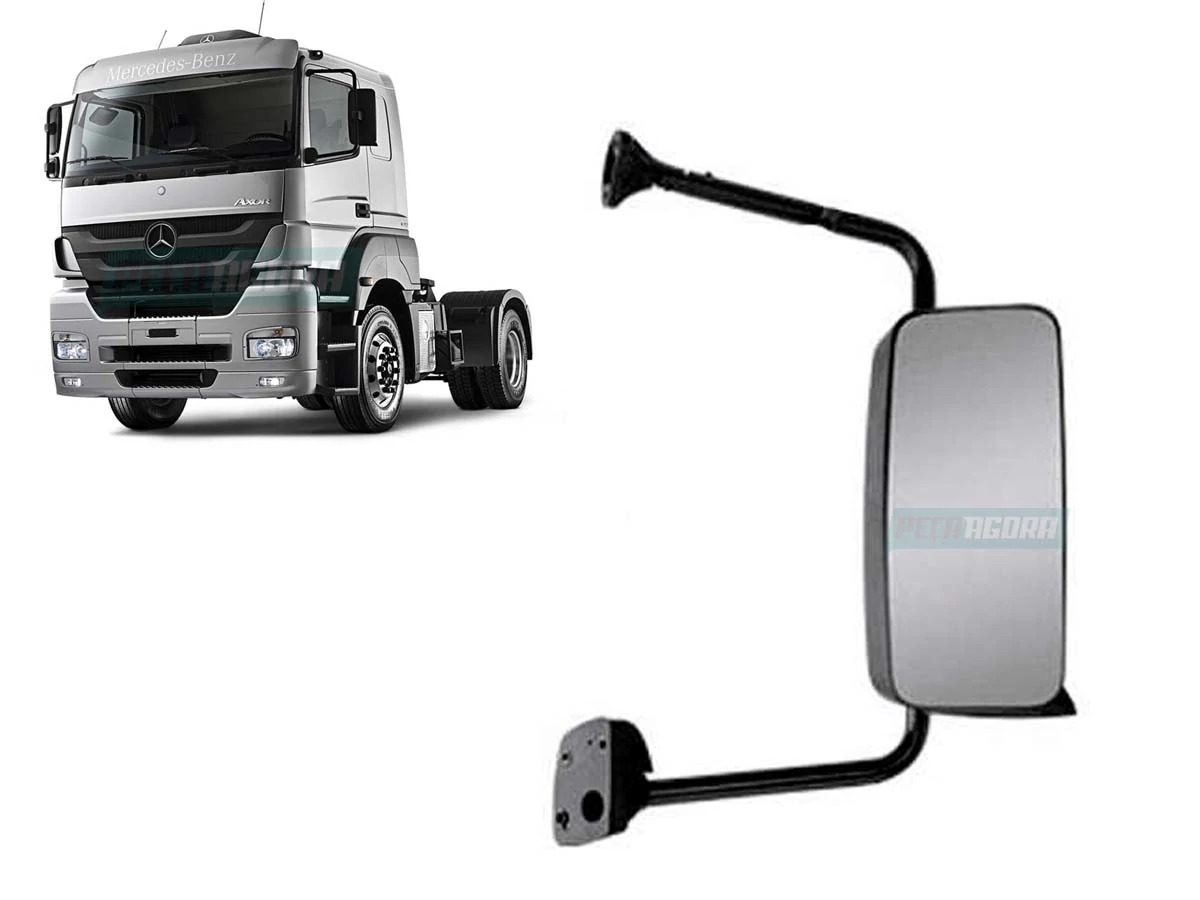 ESPELHO RETROVISOR MB AXOR ATEGO DIREITO COM BRACO SEM DESEMBACADOR SEM AUXILIAR