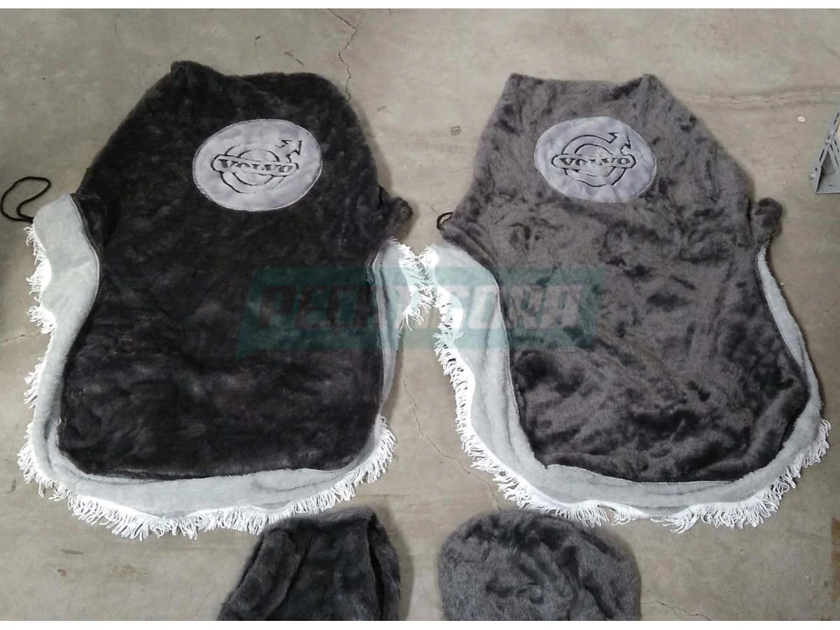 CAPA PELUCIA CHINIL BANCO COM LOGO VOLVO EDC MOTORISTA CARONA GAUCHA CINZA (4588