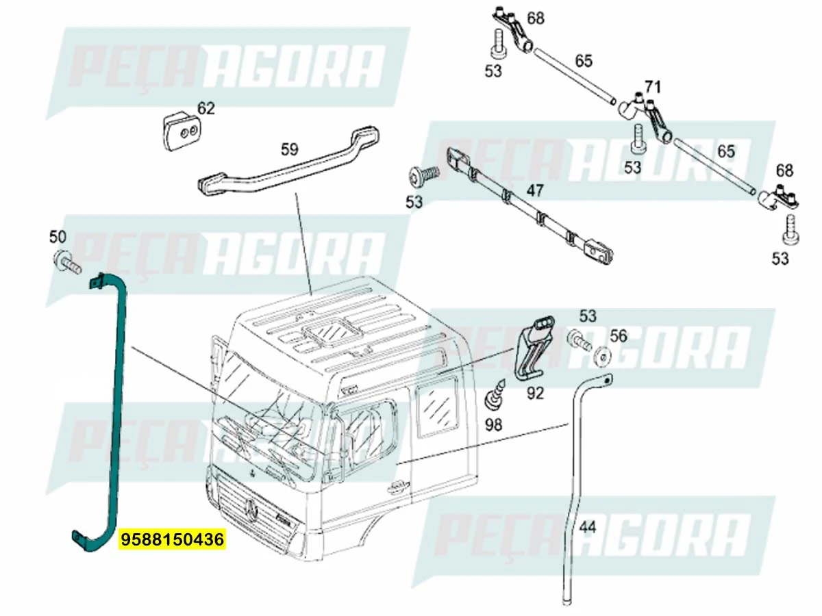 ALCA DE APOIO CABINE LE ESQUERDO MB AXOR MERCEDES BENZ (9588150436)