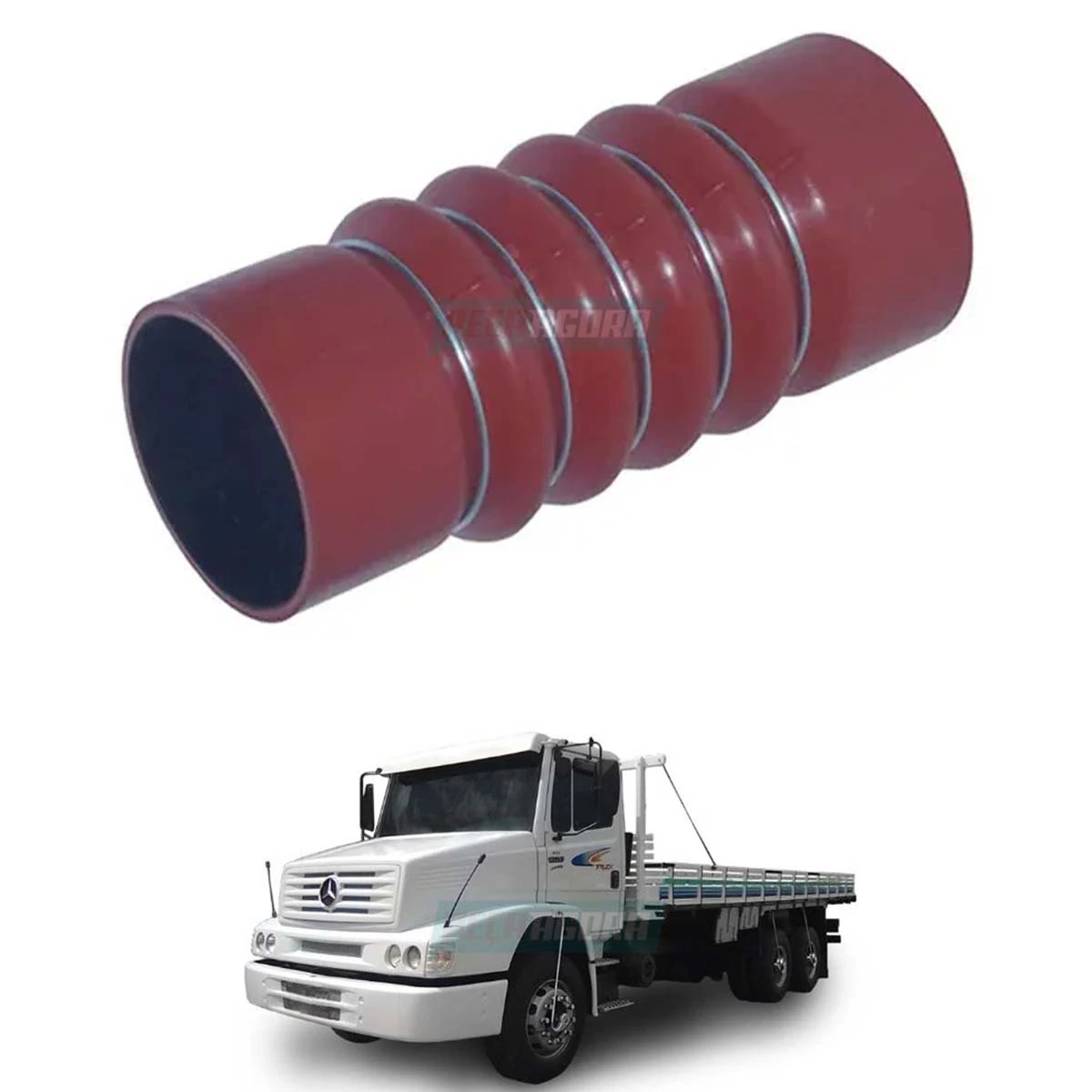 MANGUEIRA INTERCOOLER VERMELHA SILICONE QUENTE MB 1938 1620 1618 1621 (696500737