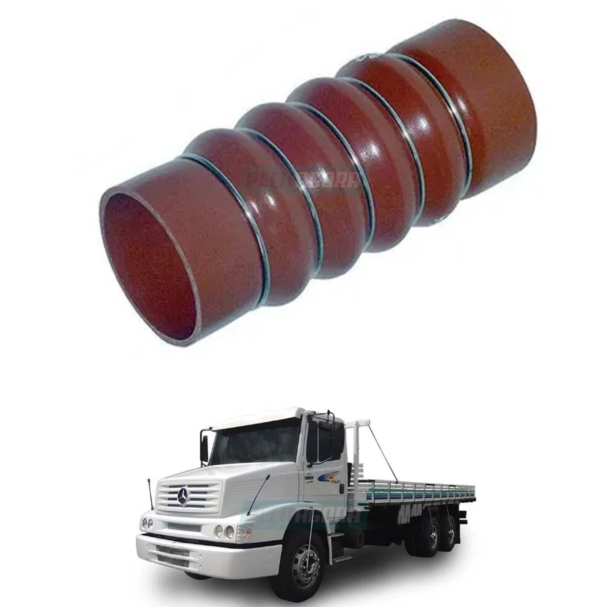 MANGUEIRA RADIADOR VERMELHA SILICONE QUENTE MB 1618 1620 1621 MERCEDES BENZ (696