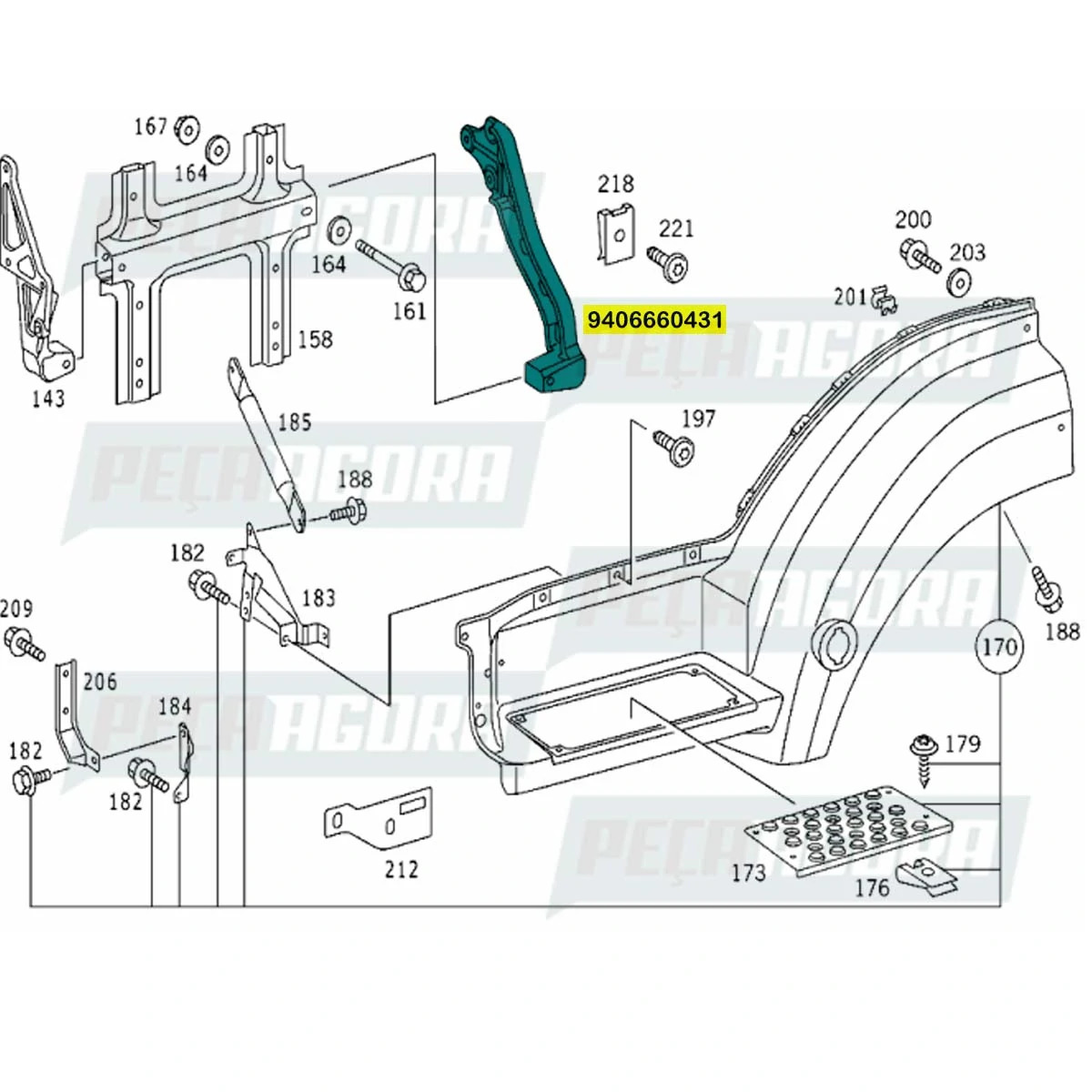 SUPORTE ESTRIBO LE ESQUERDO MB AXOR MERCEDES BENZ (9406660431)