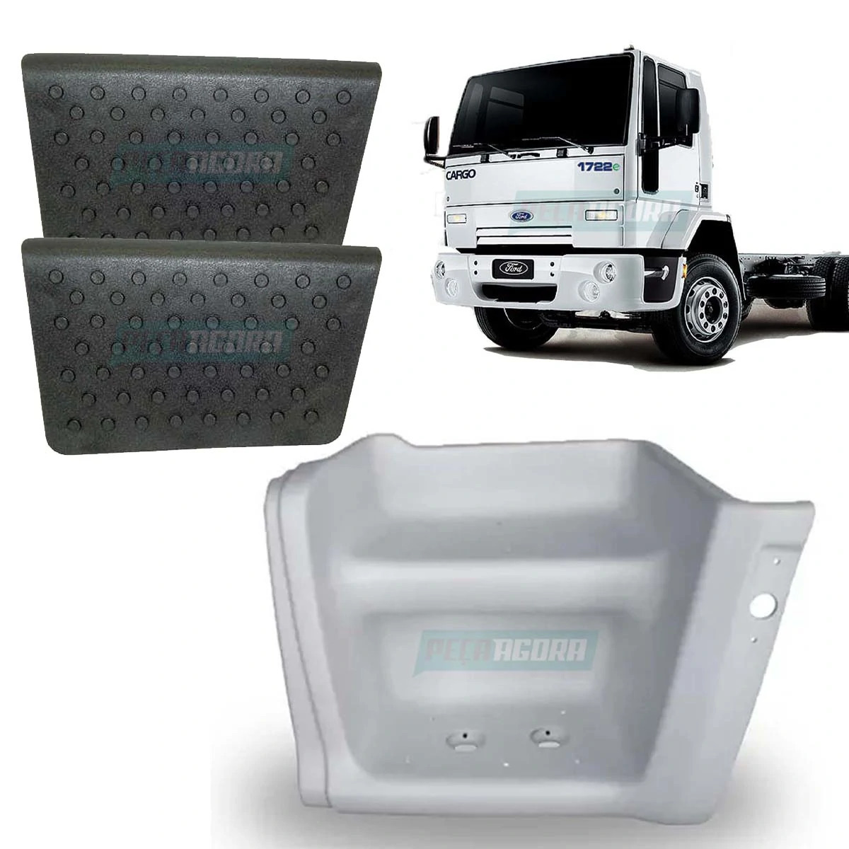 ESTRIBO COM 2 TAPETES ESQUERDO FORD CARGO 1317 1717 1421 1617 1215 1415 1421 322