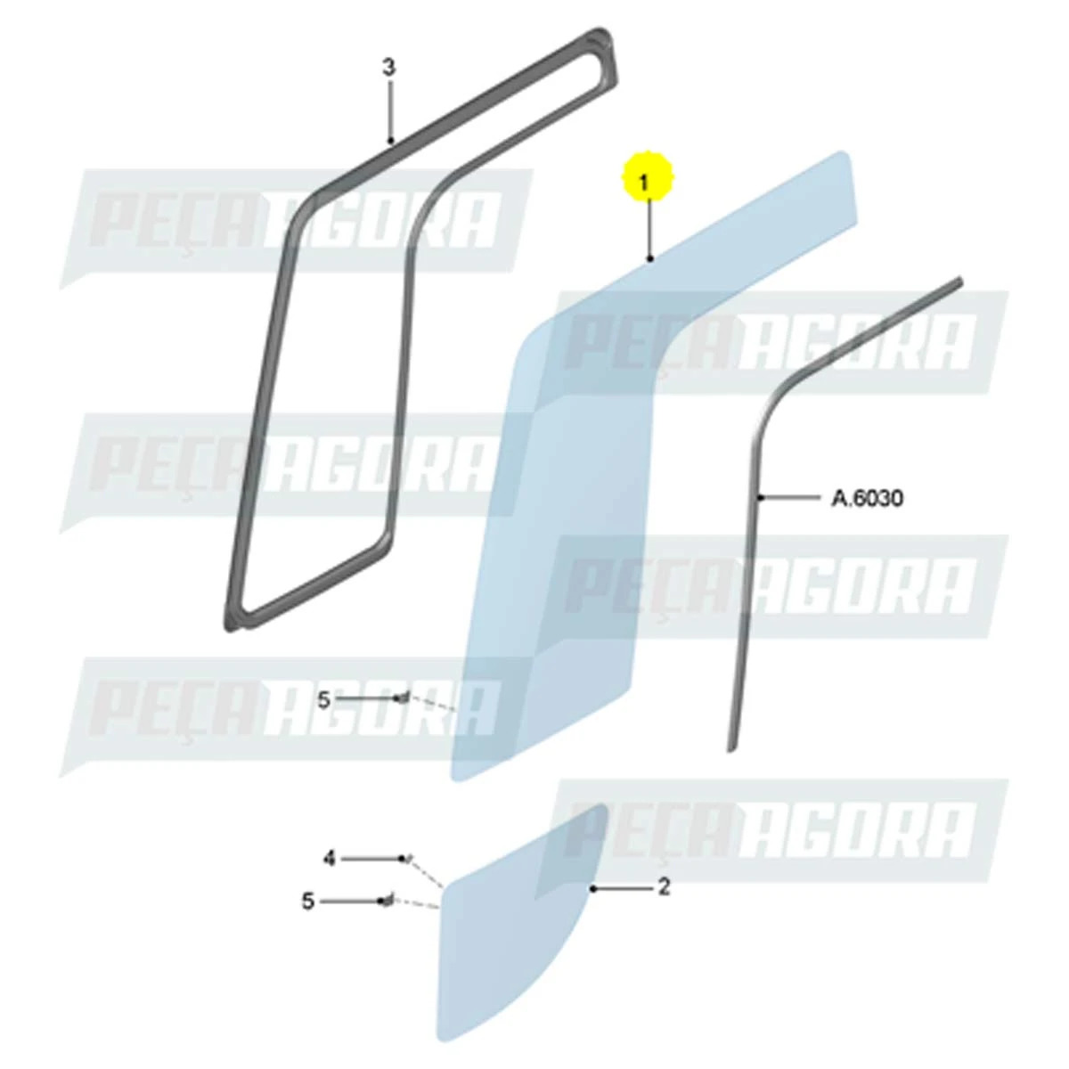 VIDRO FIXO GRANDE DIREITO 992X783 FORD CARGO 1317 1517 1717 1722 2428 2628 2632 