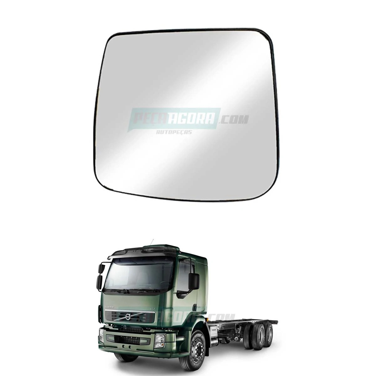 VIDRO ESPELHO RETROVISOR AUXILIAR DIREITO VOLVO VM - COM DESEMBACADOR (20862810-