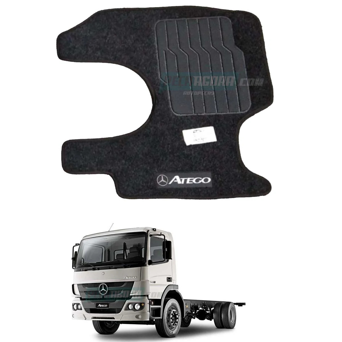 TAPETE CARPETE ORIGINAL MODELADO C/LOGO MB ATEGO MOTORISTA CINZA PREMIUM (459558