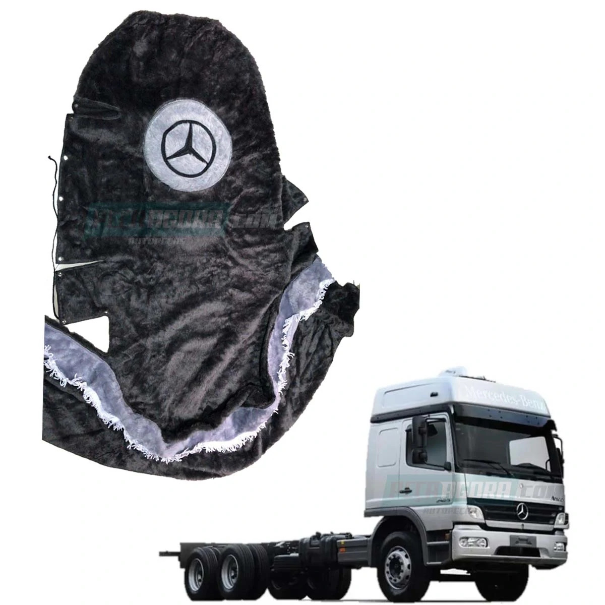 CAPA PELUCIA CHINIL BANCO C/LOGO MB ATEGO 2016 EM DIANTE 2 BANCOS GAUCHA CINZA (