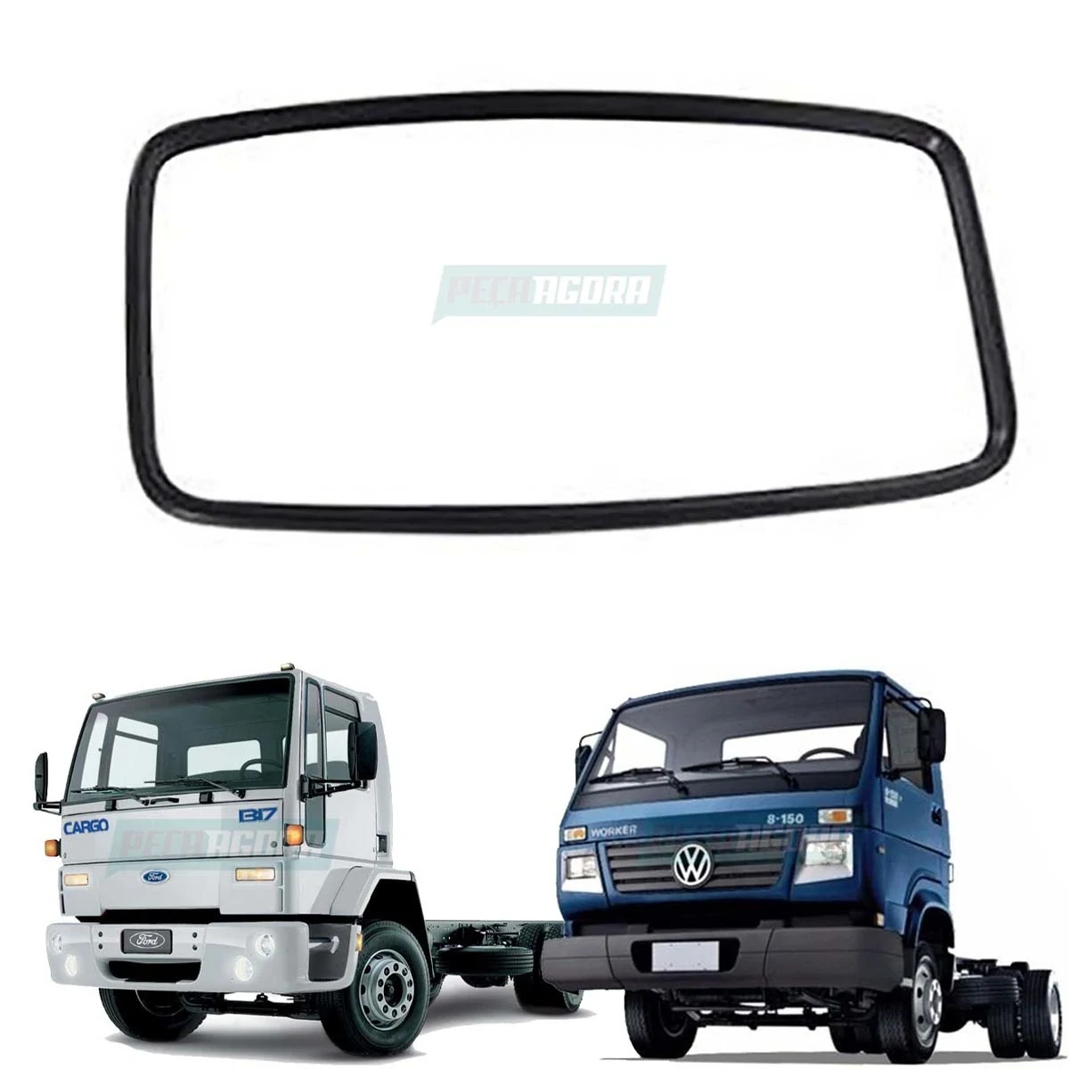 ESPELHO RETROVISOR GRANDE PRETO 370 X 200 CONVEXO VW FORD (T11857515A,)