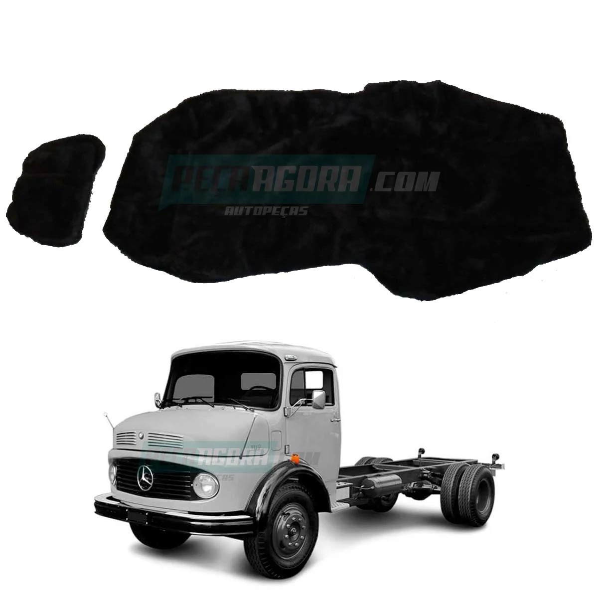 CAPA PELUCIA CHINIL BANCO MB 1113 MOTORISTA GAUCHA SEM LOGO PRETA (352038)