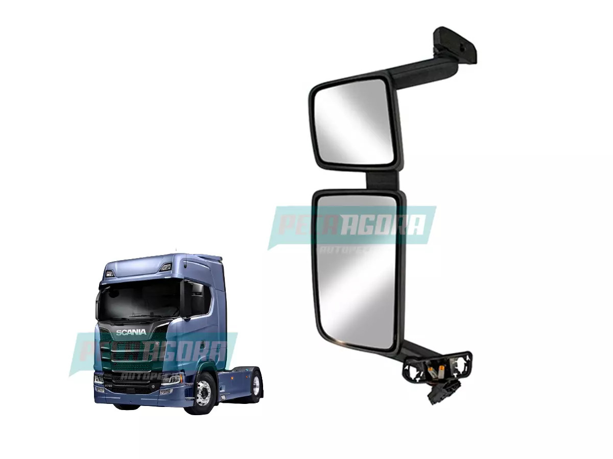 ESPELHO RETROVISOR ESQUERDO ELETRICO SCANIA NTG SERIE S 2019... COMPLETO COM DES