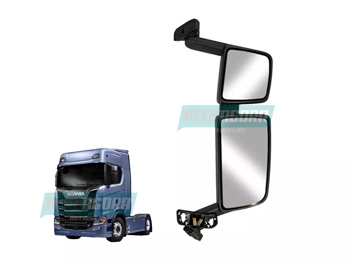 ESPELHO RETROVISOR DIREITO ELETRICO SCANIA NTG 2019... COM DESEMBACADOR E AUXILI